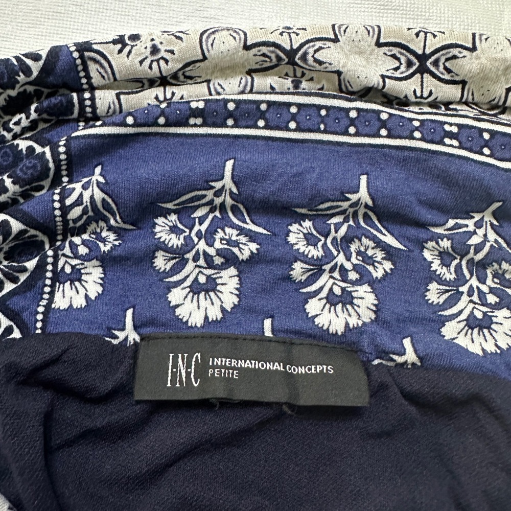 INC Patchwork Handkerchief Skirt PS Foldover Waist Blue Boho Fairycore Coasta - Picture 3 of 9